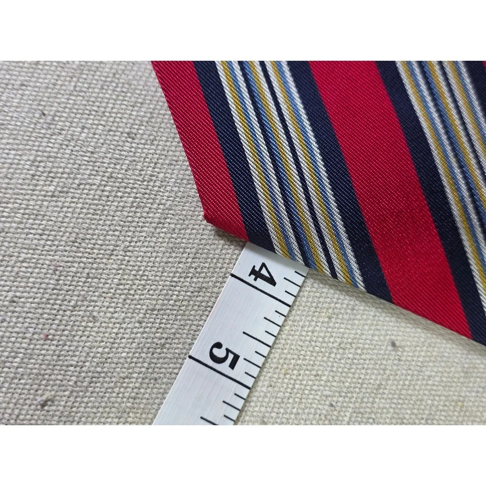 Vintage Red Navy Blue Gold Diagonal Stripe Acetate Necktie Mens Tie